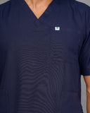 Professional Men's V-Neck Scrub -Navy Blue