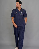 Professional Men's V-Neck Scrub -Navy Blue