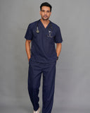 Professional Men's V-Neck Scrub -Navy Blue