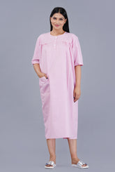 Pink Lining Rc Raymond cotton Patient Gown For Women