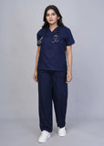 Professional Navy Blue Medical Scrubs Set