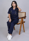 Professional Navy Blue Medical Scrubs Set