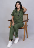 Professional Olive Green Medical Scrubs Set