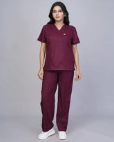 Professional Maroon Medical Scrubs Set