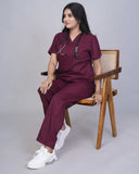Professional Maroon Medical Scrubs Set