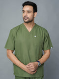 Professional Men's V-Neck Scrub - Olive