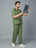 Professional Men's V-Neck Scrub - Olive