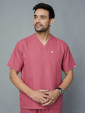 Professional Men's V-Neck Scrub - Mauve