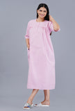 Pink Lining Rc Raymond cotton Patient Gown For Women