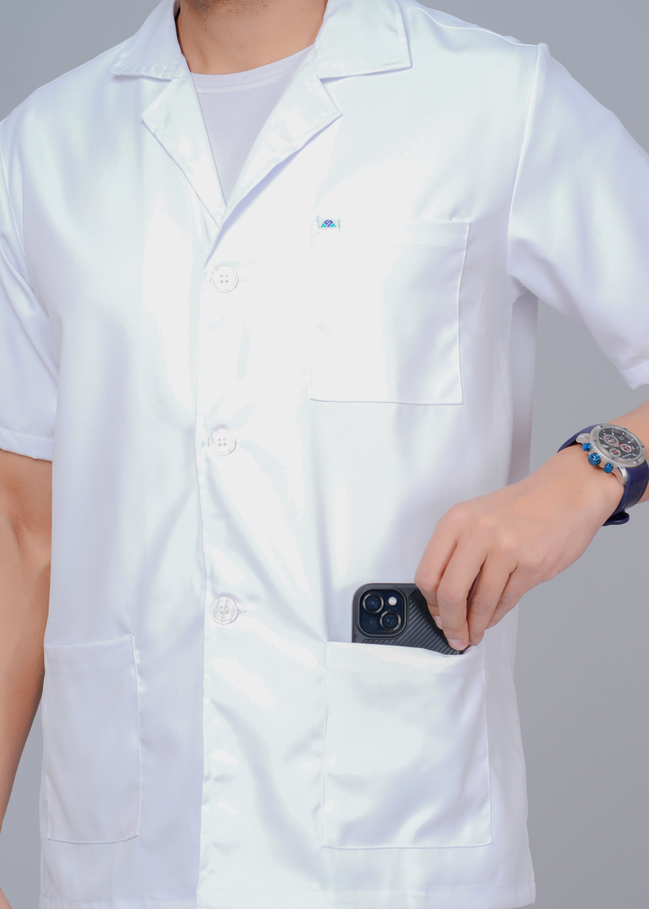 Professional Men's Half Sleeves Lab Coat
